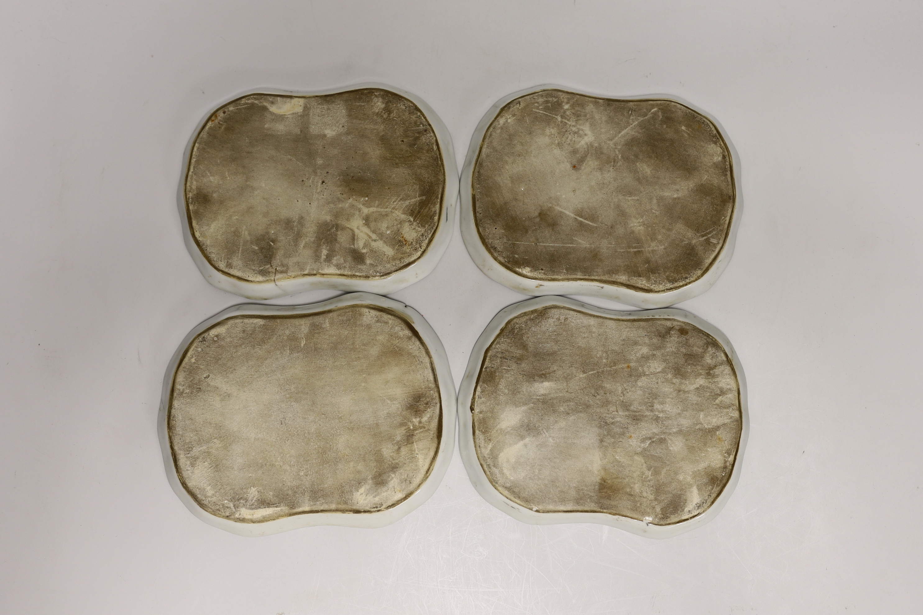 A set of four Chinese famille rose lobed dishes, 17cm long
